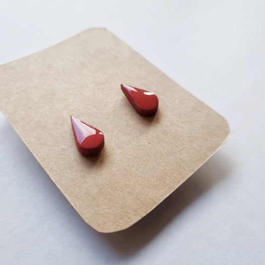 Blood Drop Earrings - Maroon (Hand-Painted)