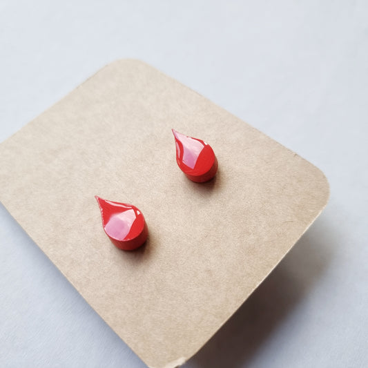 Blood Drop Earrings - Red