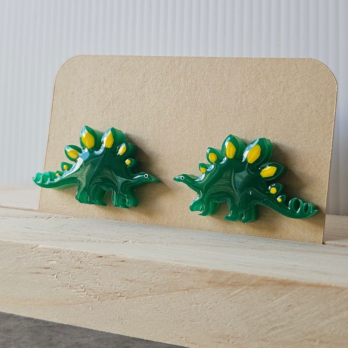 Stegosaurus Stud Earrings (Hand-Painted)