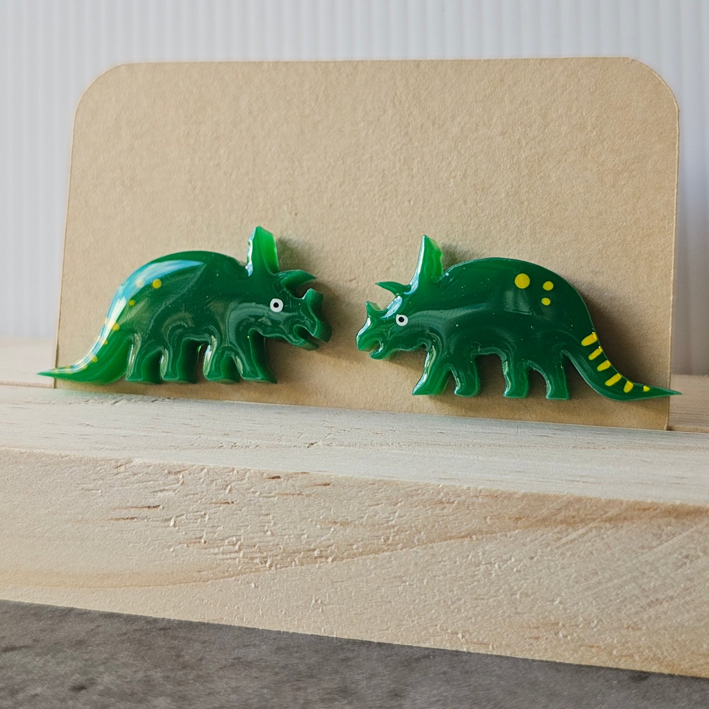 Triceratops Stud Earrings (Hand-Painted)