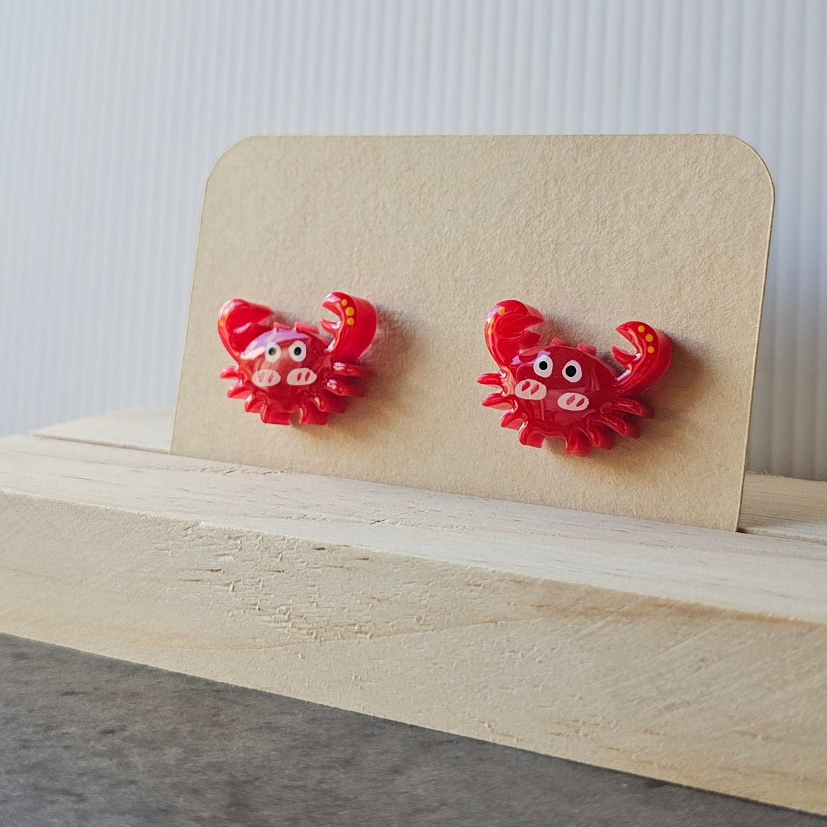 Red Crab Stud Earrings (Hand-Painted)