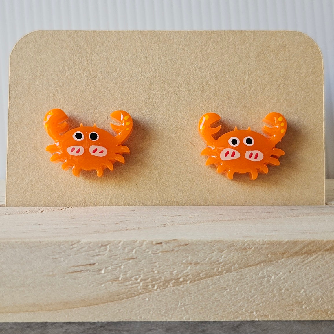 Orange Crab Stud Earrings (Hand-Painted)