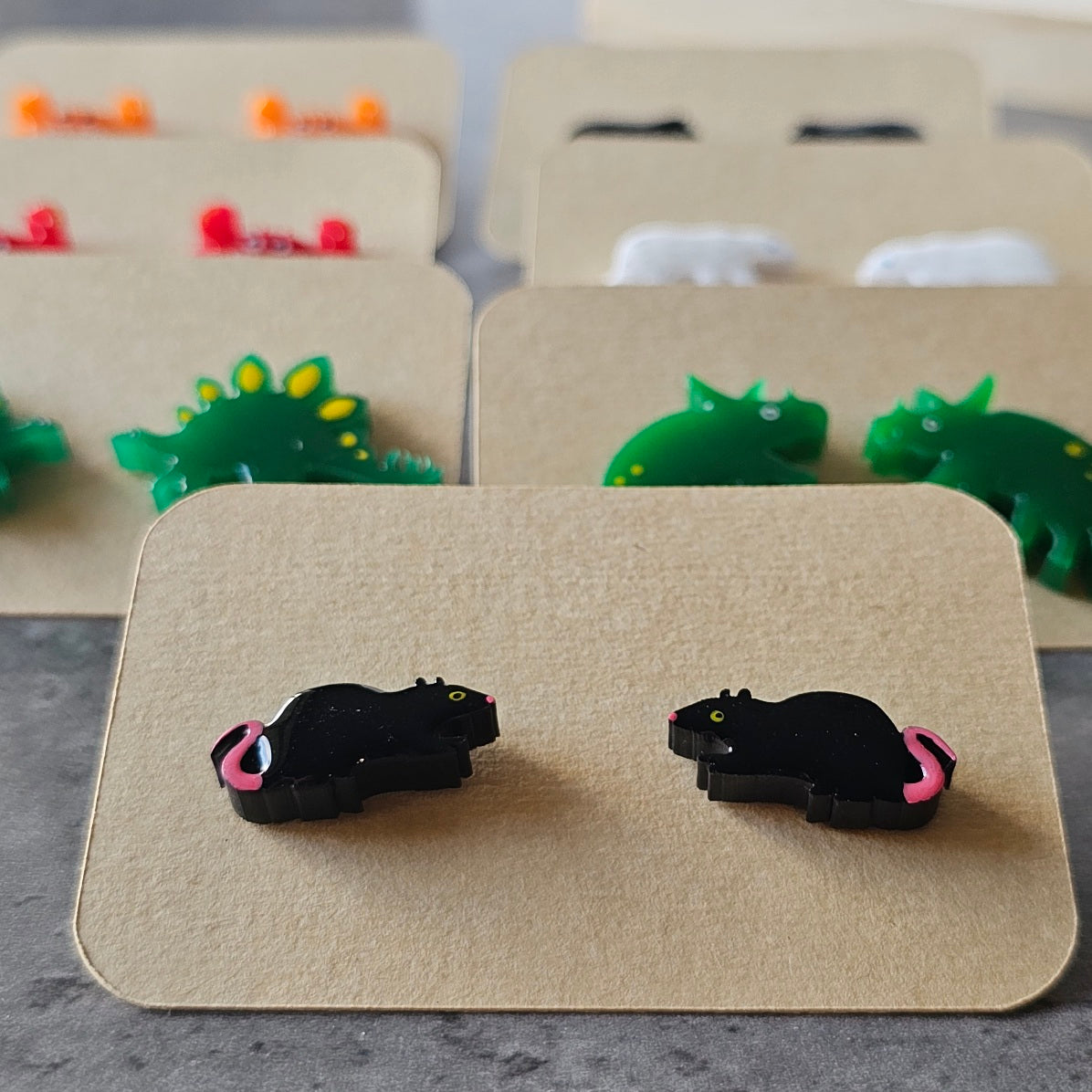 Lil' Ratty Stud Earrings (Hand-Painted)