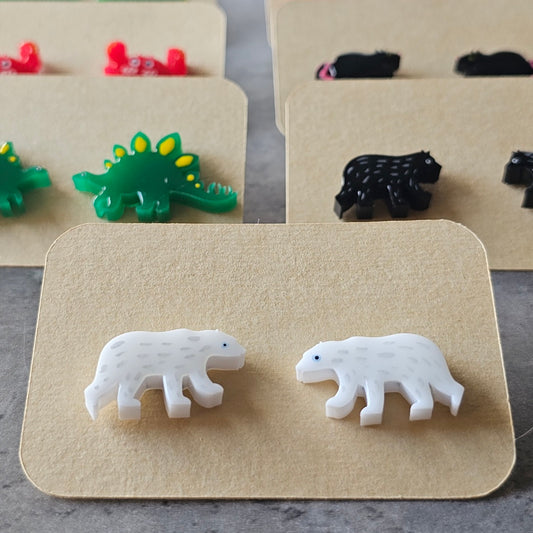 Polar Bear Stud Earrings (Hand-Painted)